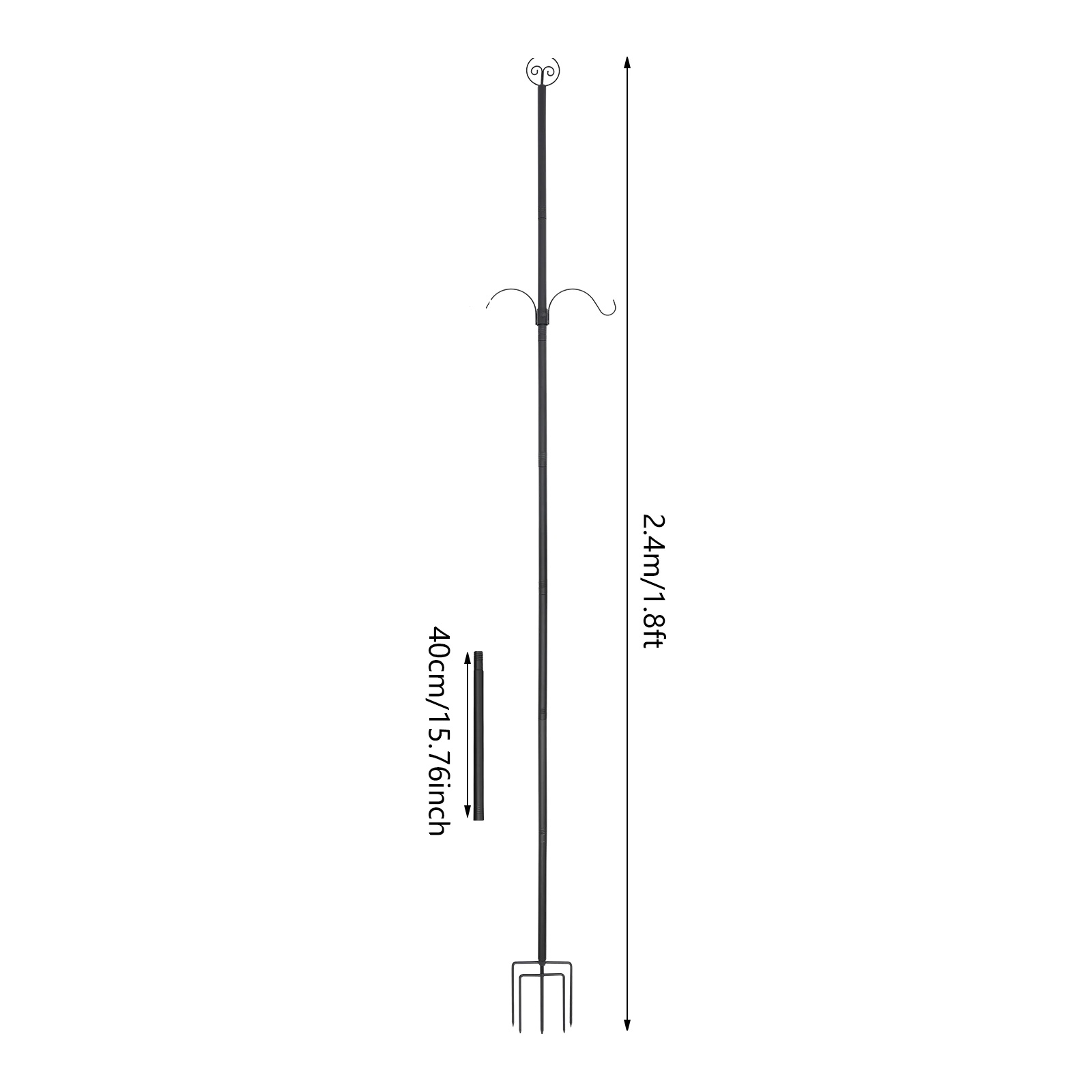Lichtmast, Abnehmbarer Bodenstecker, Außenbeleuchtungshalter, 2.4m