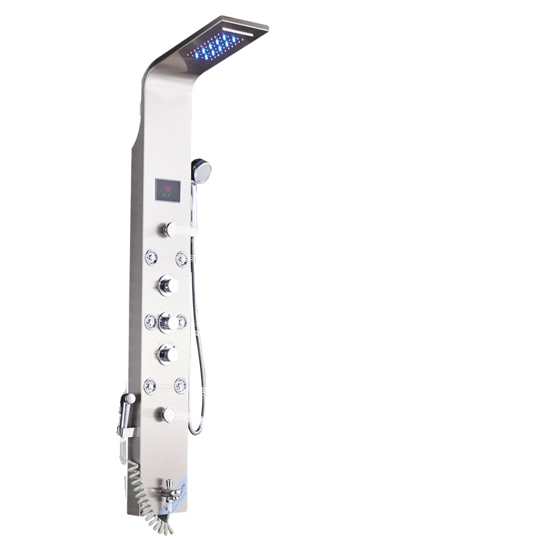 Duschpaneel, Led-temperaturanzeige, Multifunktionsdesign, Gebürstet 8009