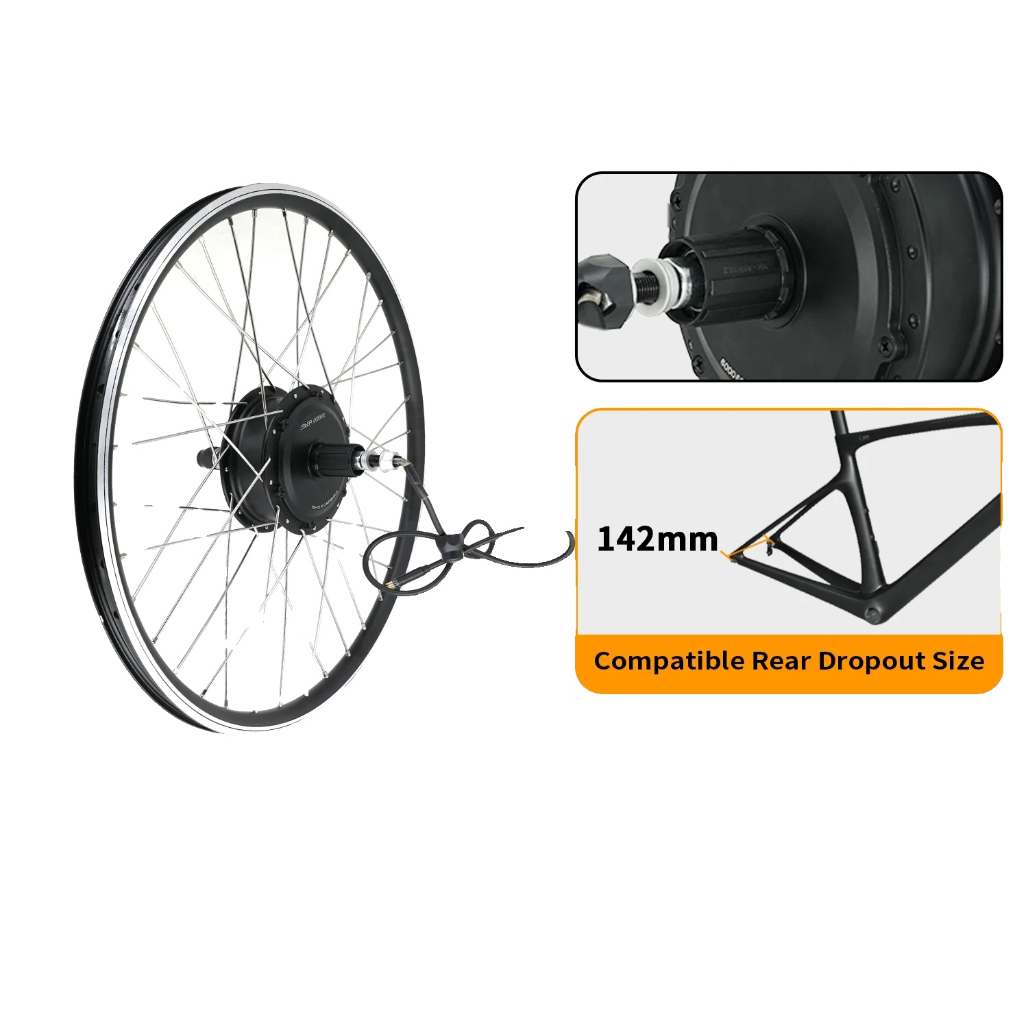 E-bike Umrüstkit, 48v Motor, Vollständiges Installationszubehör, 48v500w Hinterrad-kassette-a, 700c