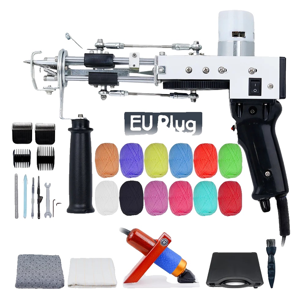 Elektrische Tufting-pistole, Schnitt- Und Schlaufenfunktion, Hohe Effizienz, Schwarzes Set 2 Eu Stecker