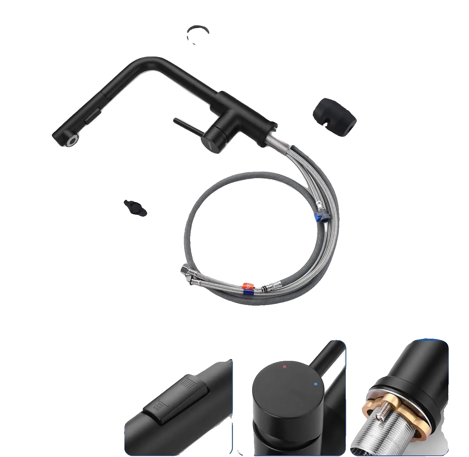 Küchenarmatur, 360° Drehung, Ausziehbare Auslauf, Ein Stück, 33-38mm