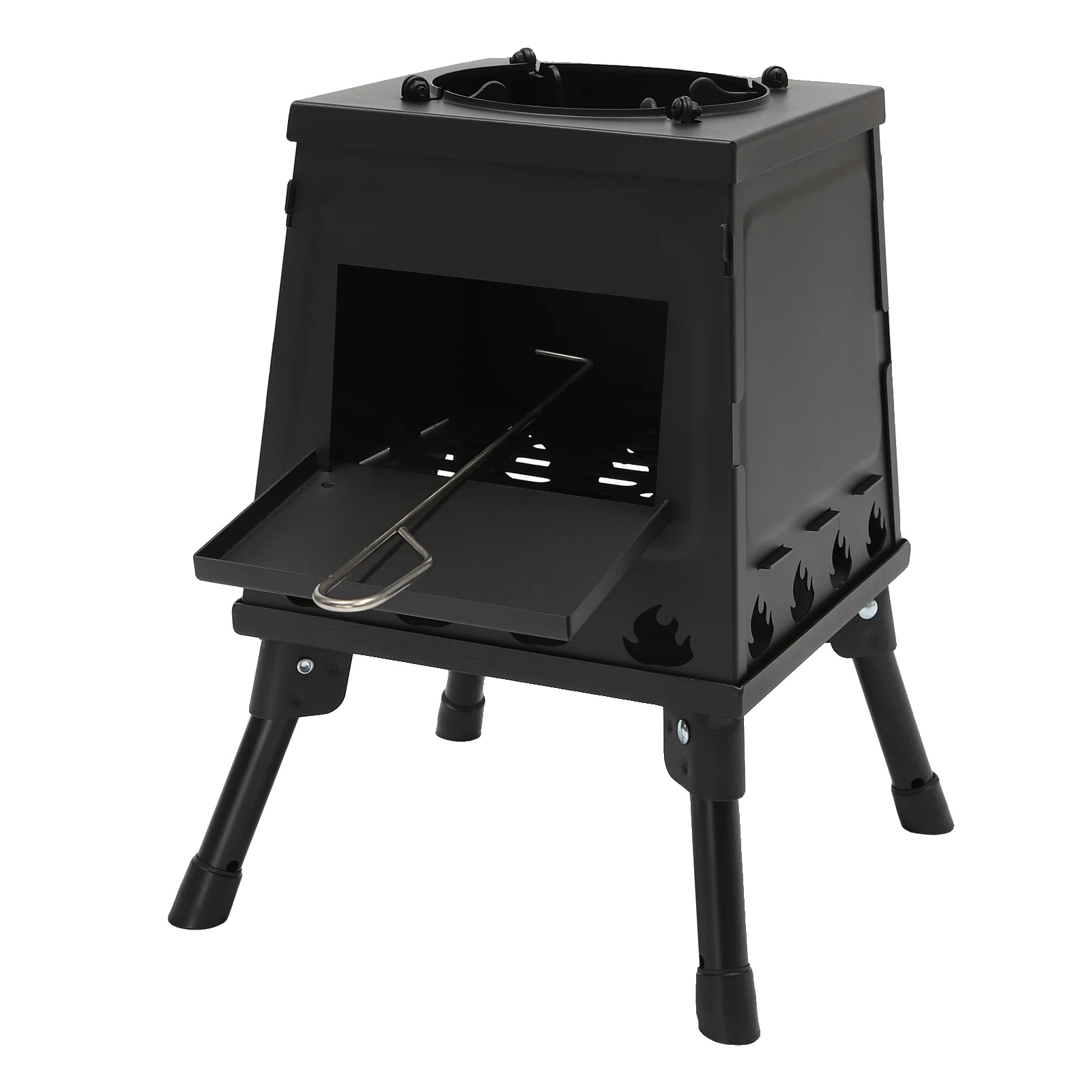 Holzofen, Freistehendes Design, 16 Lüftungsöffnungen Für Effizientes Heizen, Schwarz