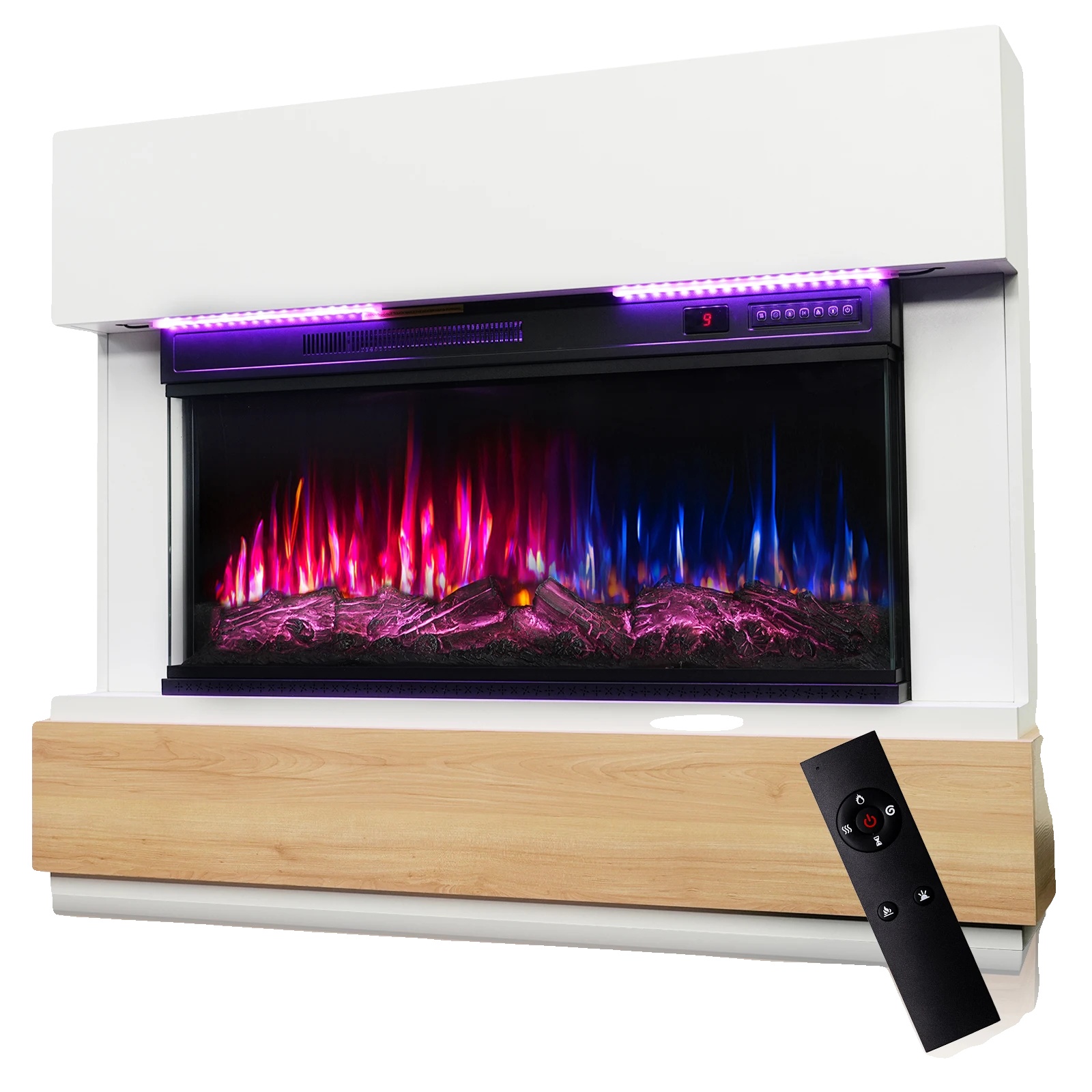 Elektrischer Kamin, Einstellbare Heizung, Fernbedienung, Schwarz