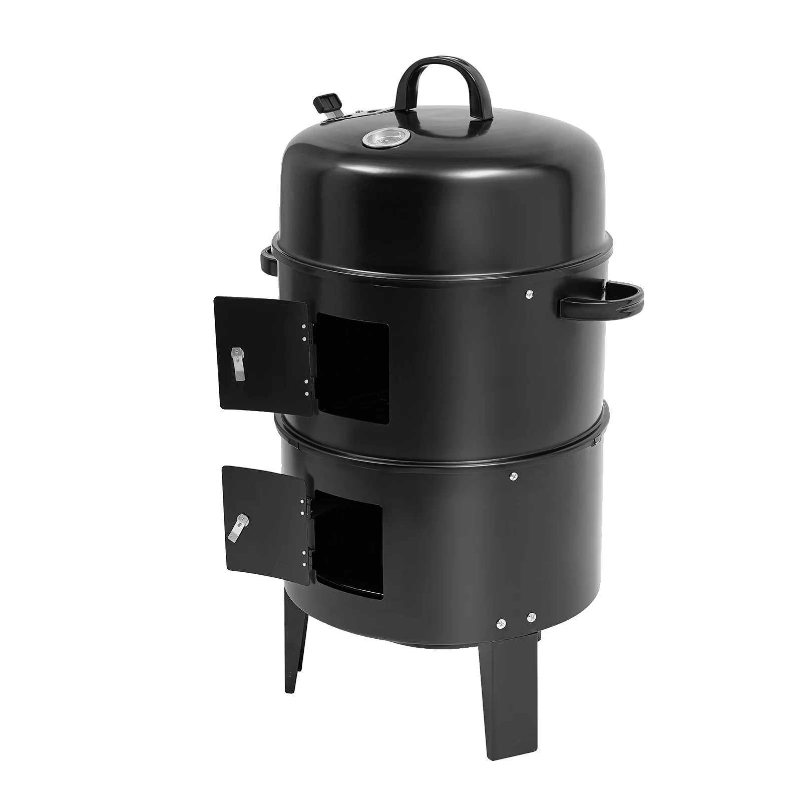 Grill, 3-in-1 Räucherofen, Bräter, Schwarz