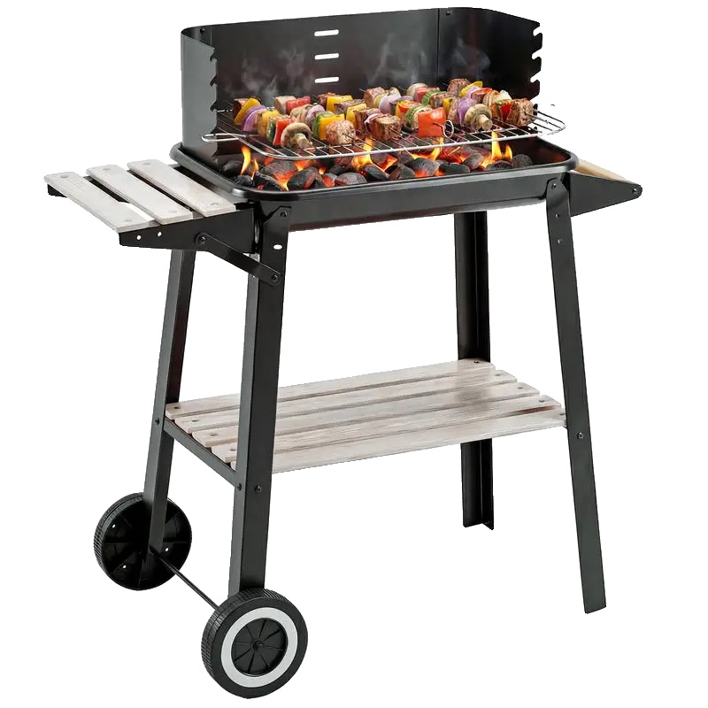 Holzkohlegrill, Verstellbarer Grillrost, Geländereifen, Wie Abgebildet