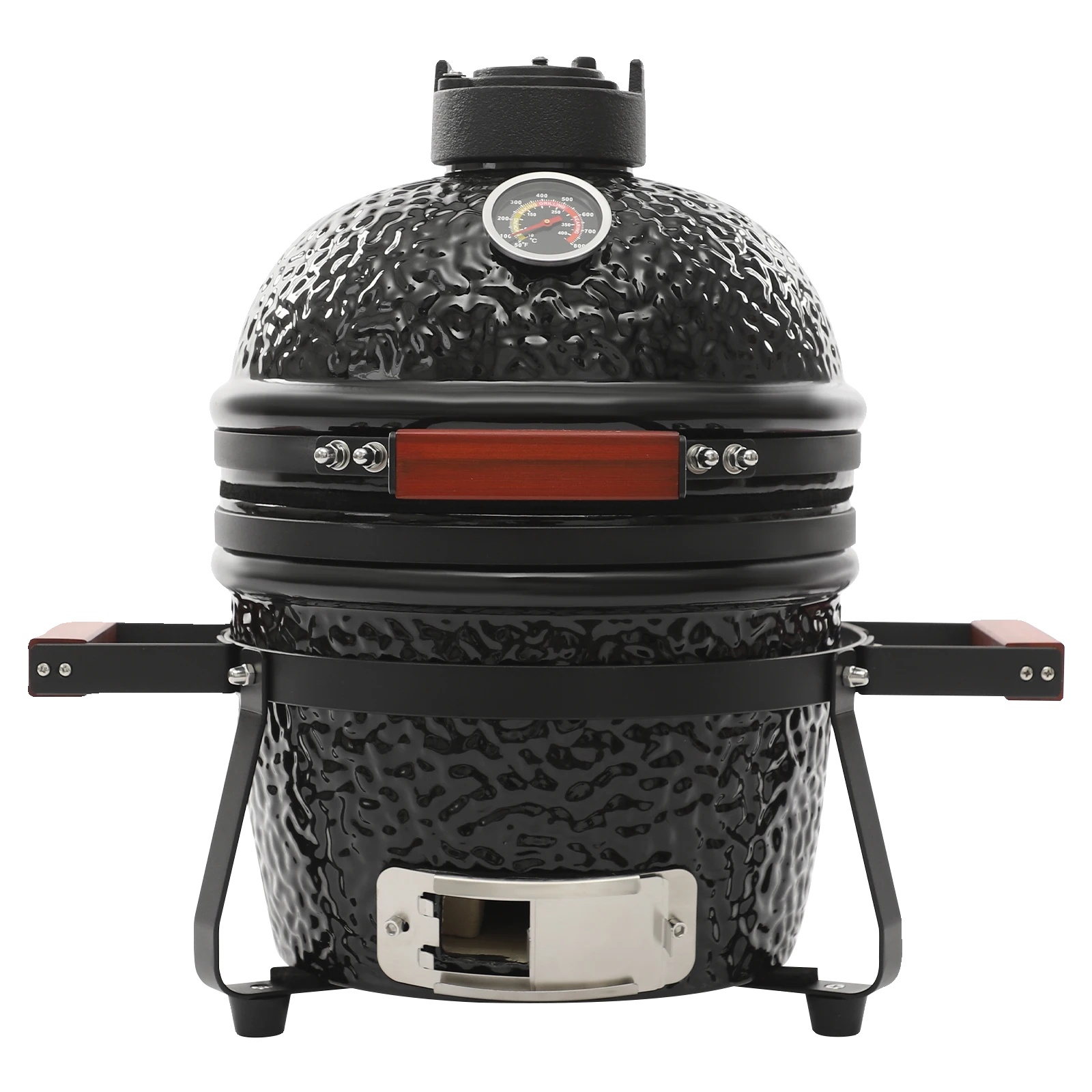 Bbq Holzkohlegrill, Tragbares Design, Inklusive Thermometer, Schwarz