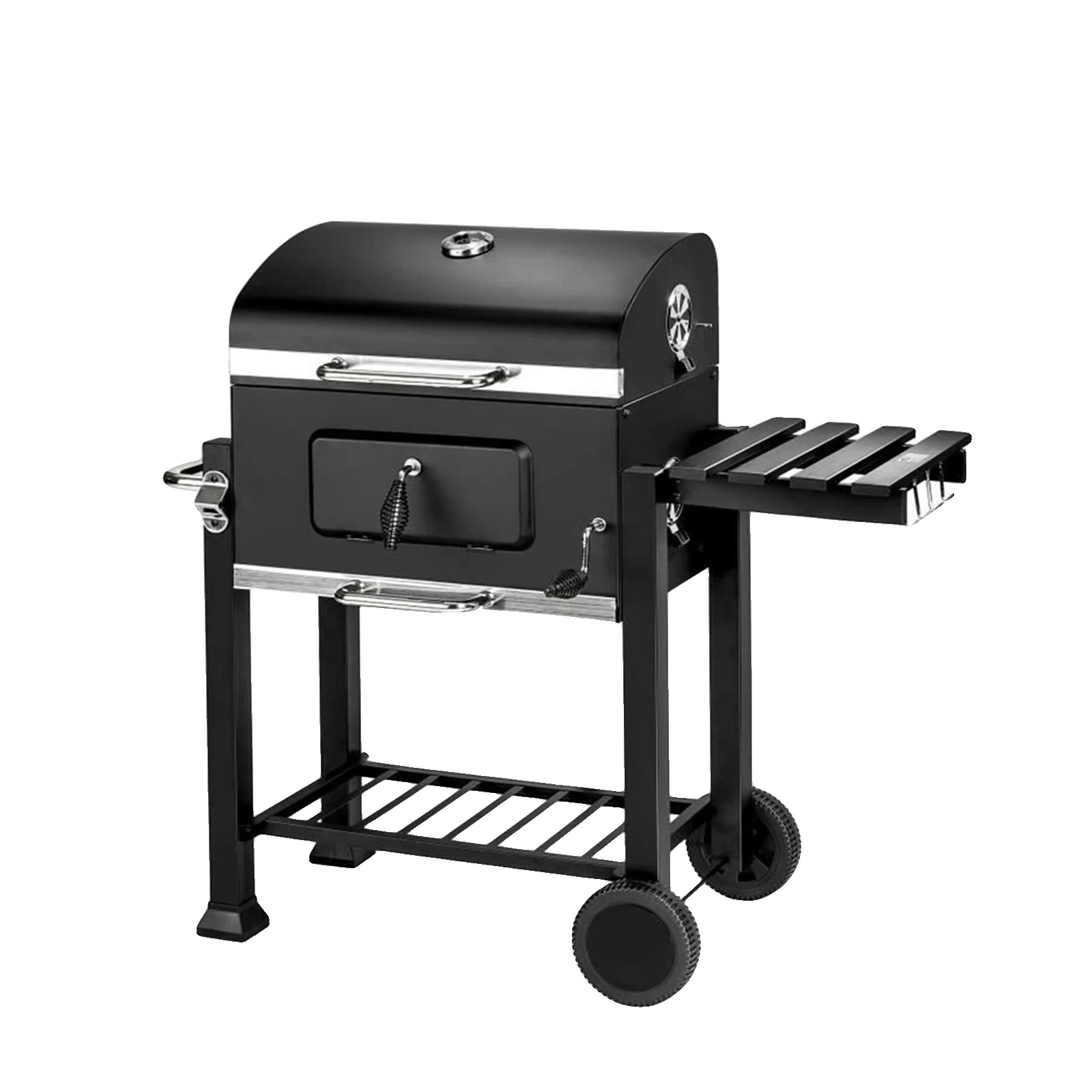 Holzkohlegrill, Verstellbare Temperaturregelung, Inklusive Ablageflächen, Schwarz