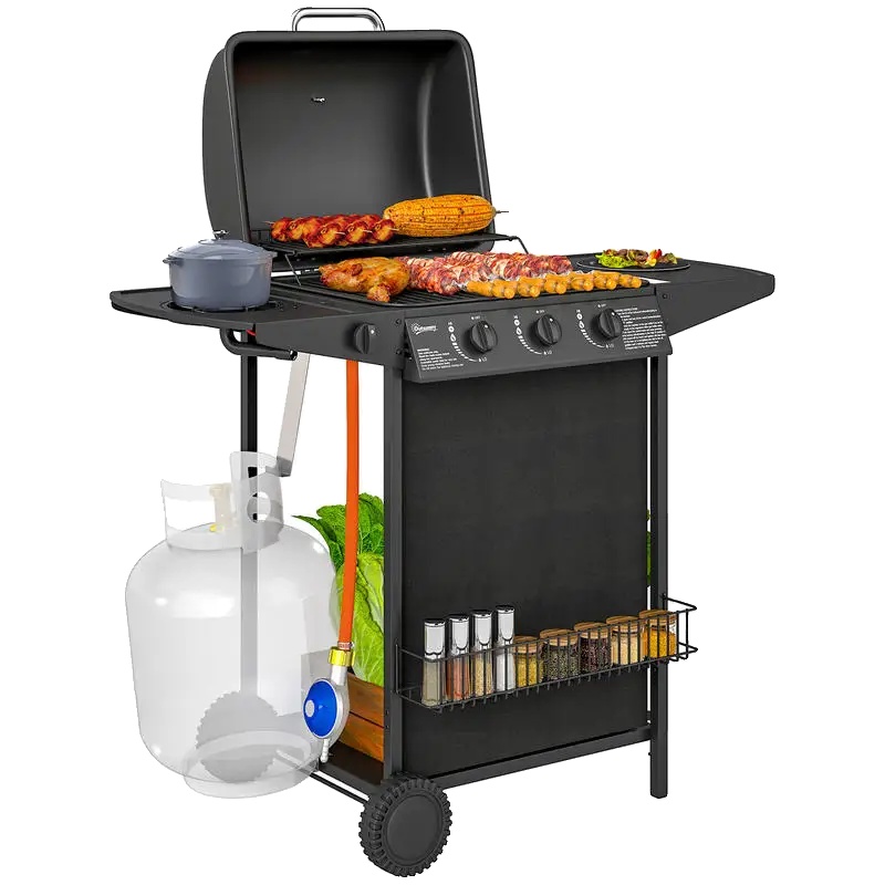 Gasgrill, Vier Brenner, Integriertes Thermometer, Wie Abgebildet