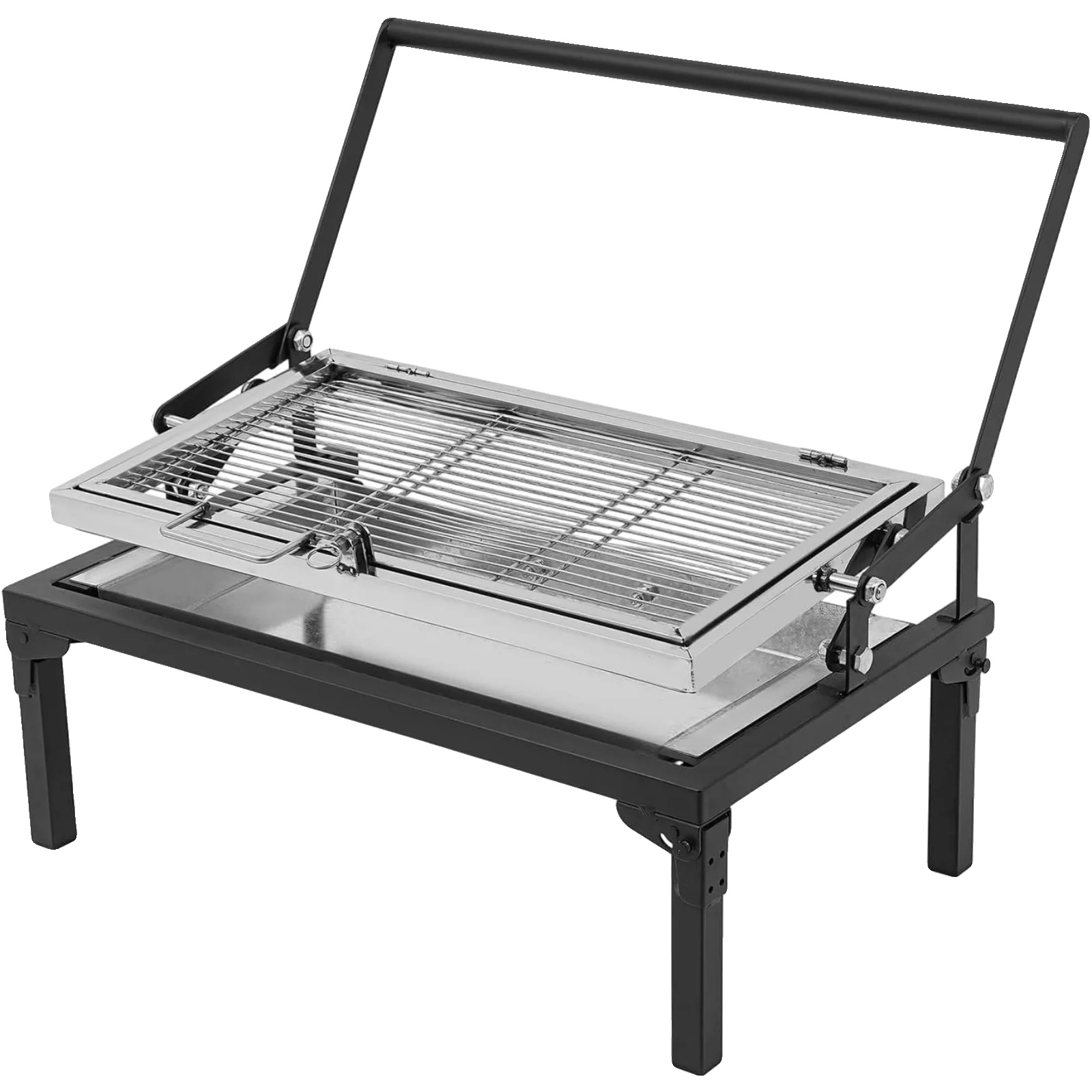 Tragbarer Campinggrill, Edelstahl, 68 X 38 X 35 Cm Abmessungen, Freistehend, 10 Kg Nettogewicht, Geeignet Für 4-5 Personen