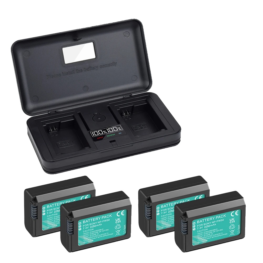 Ladegerät Und Akku-pack, Dual-slot-ladegerät, Sd-kartenleser, 4 Stück Mit Ladegerät