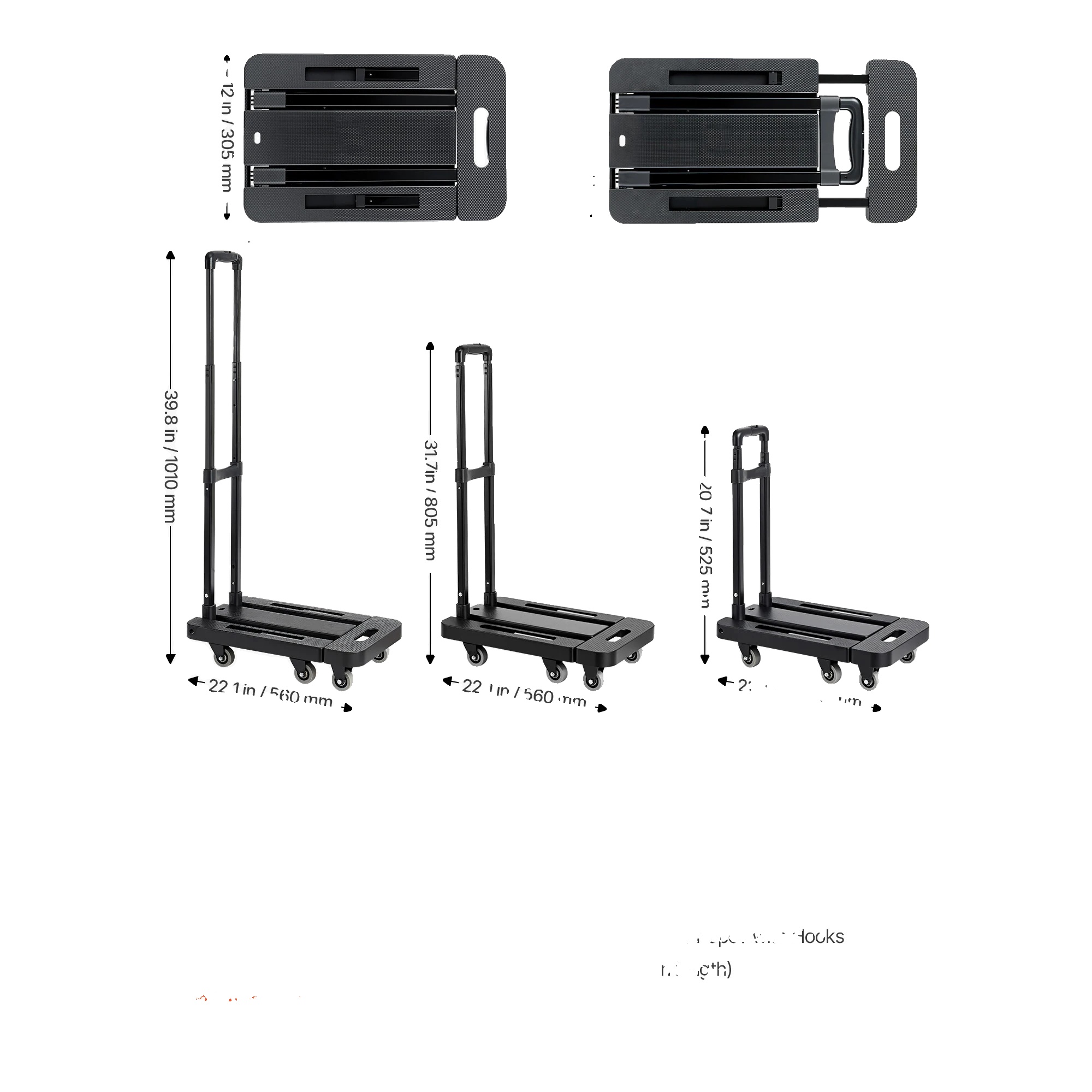 Faltbarer Handwagen, Zusammenklappbares Design, 500 Lbs Tragfähigkeit, 500lbs