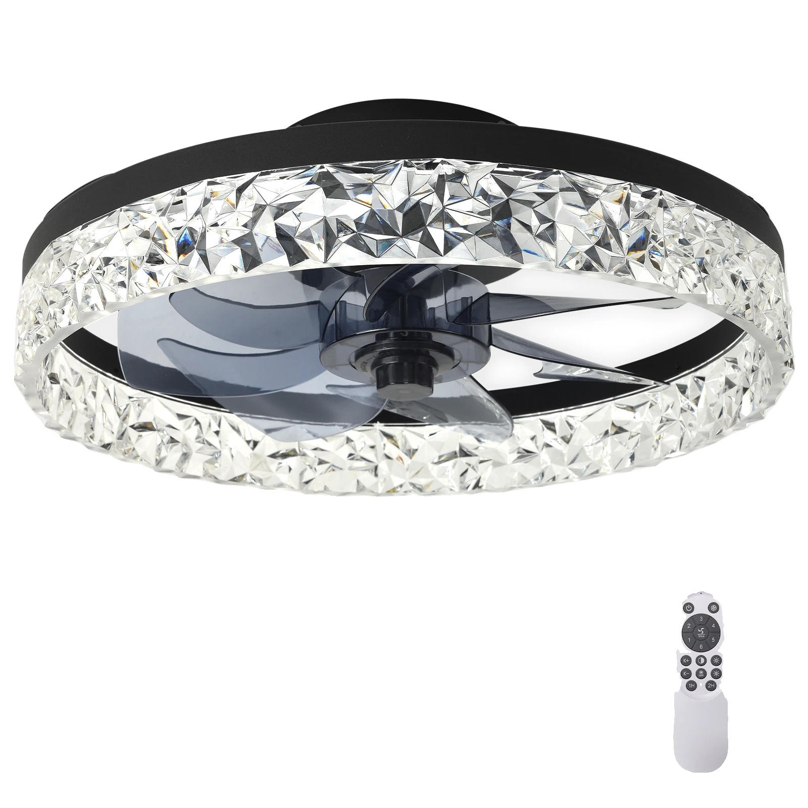 Deckenventilator, Fernbedienung, Dimmbares Led-licht, Schwarz