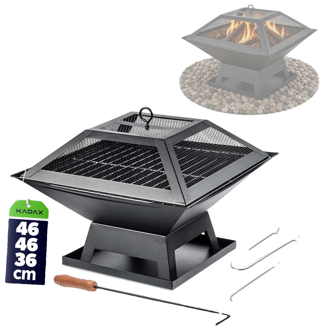 Feuerstelle, Wetterbeständiger Stahl, 46 Cm Durchmesser, Schwarz