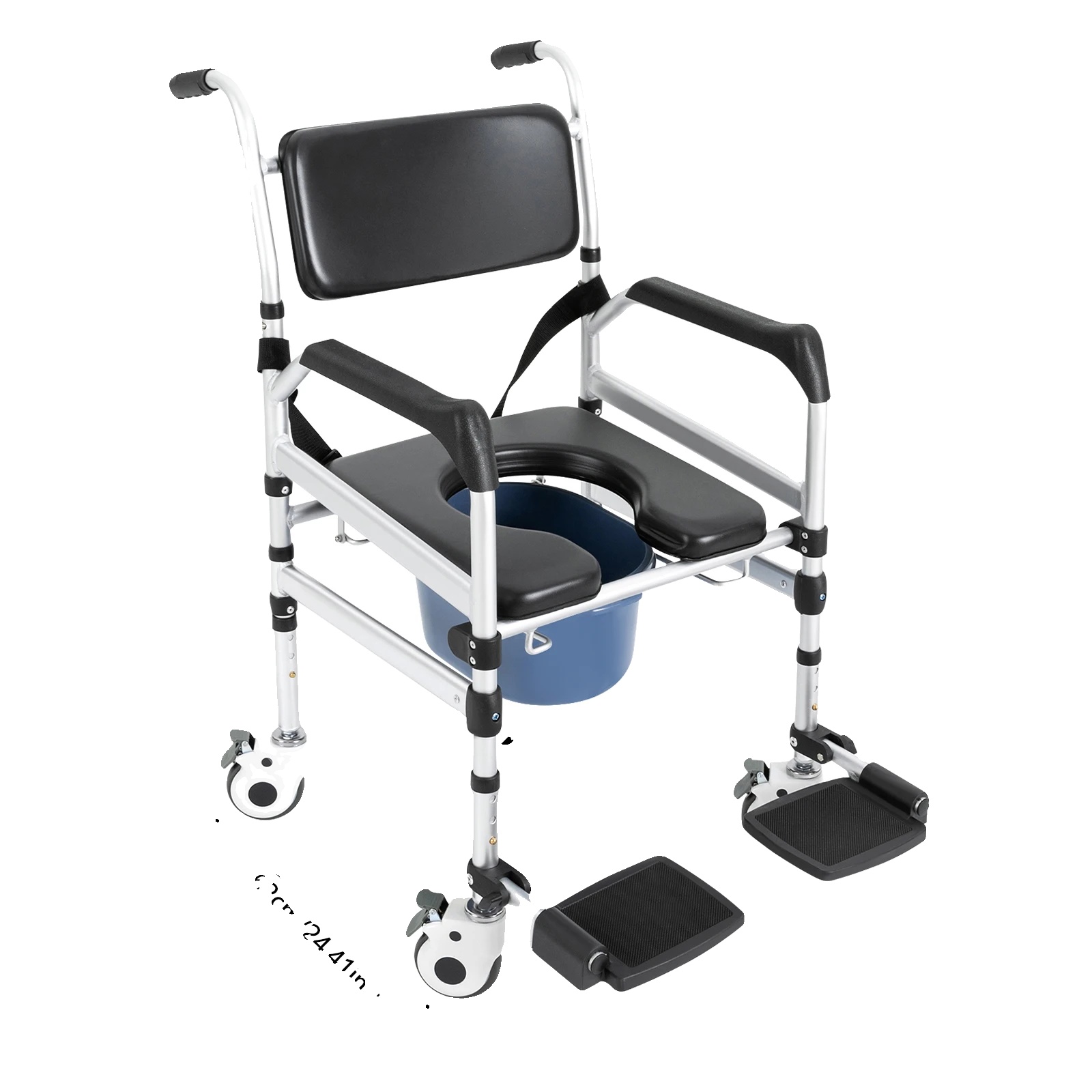 Dusch- Und Toilettenstuhl, Höhenverstellbar, 160 Kg Tragfähigkeit, Schwarz