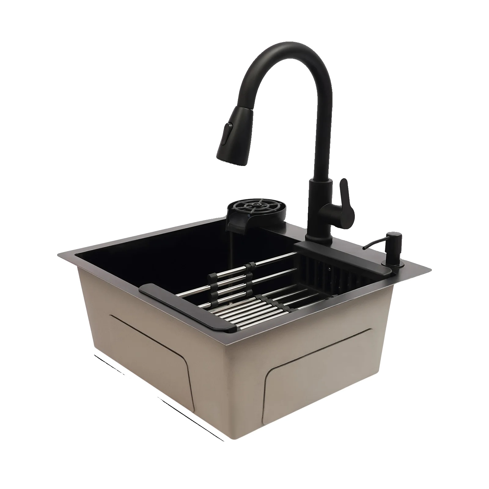 Küchenspüle, Ausziehbarer Wasserhahn, Einzelne Schüssel, 2