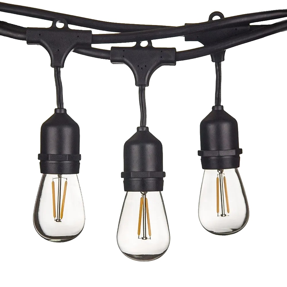 Led Außenlichterkette, Dimmbar, Wasserdicht, Schwarzes Kabel, Eu-stecker-b, 15m 15lampen-a