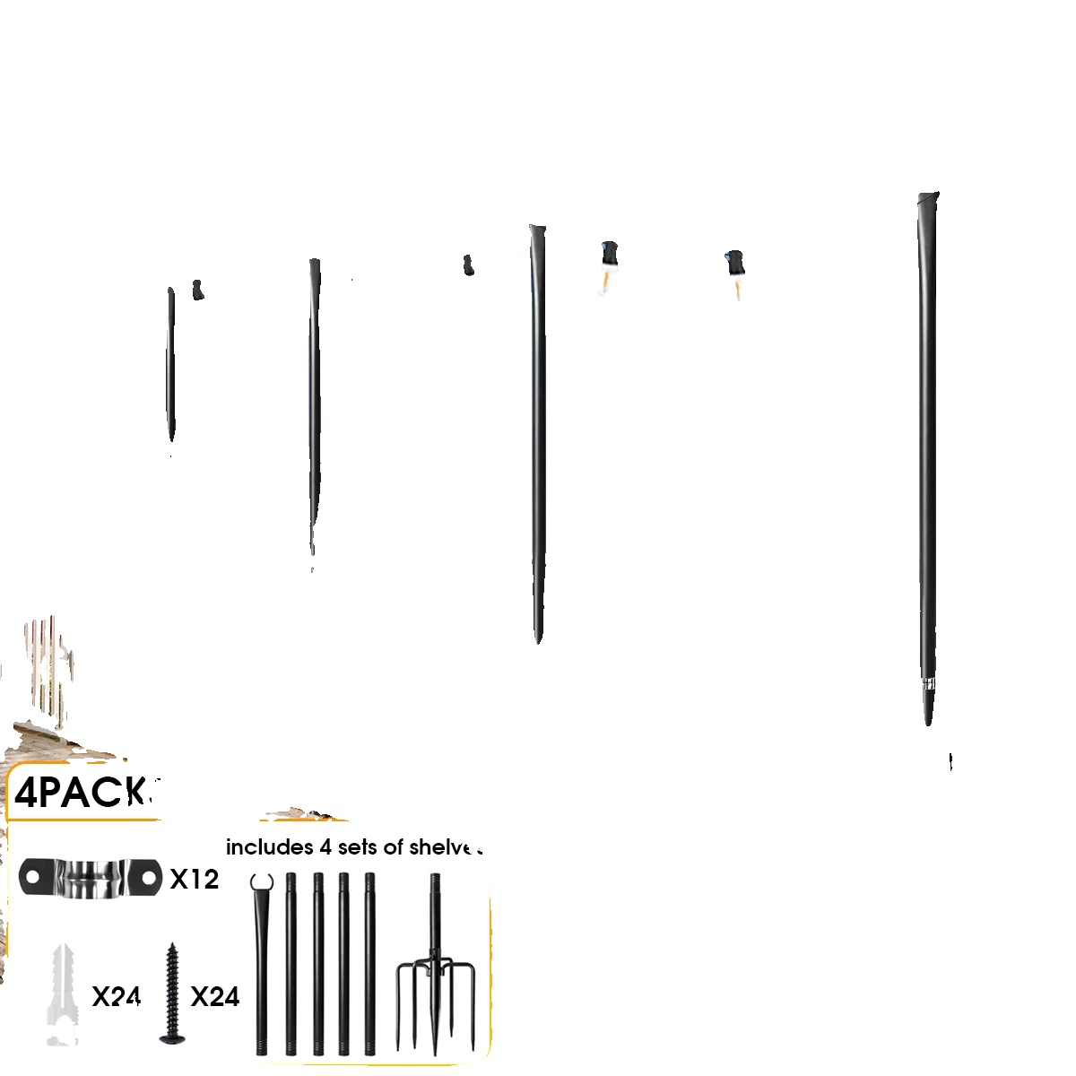 Lichtmasten, Höhenverstellbar, Langlebige Stahlkonstruktion, 4pcs