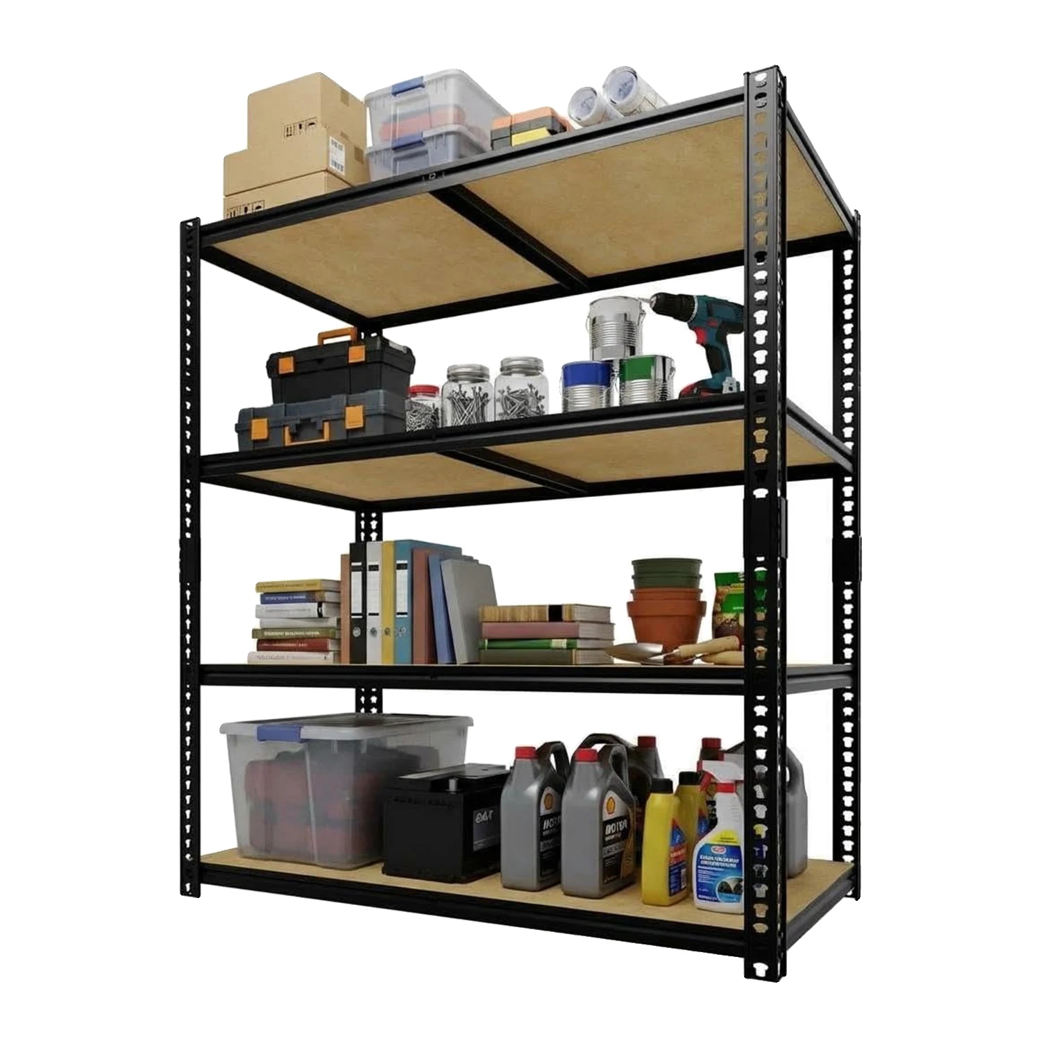 Garage-regal, 48" B, 24" T, 60" H, 4 Etagen, Tragfähigkeit 1161 Kg