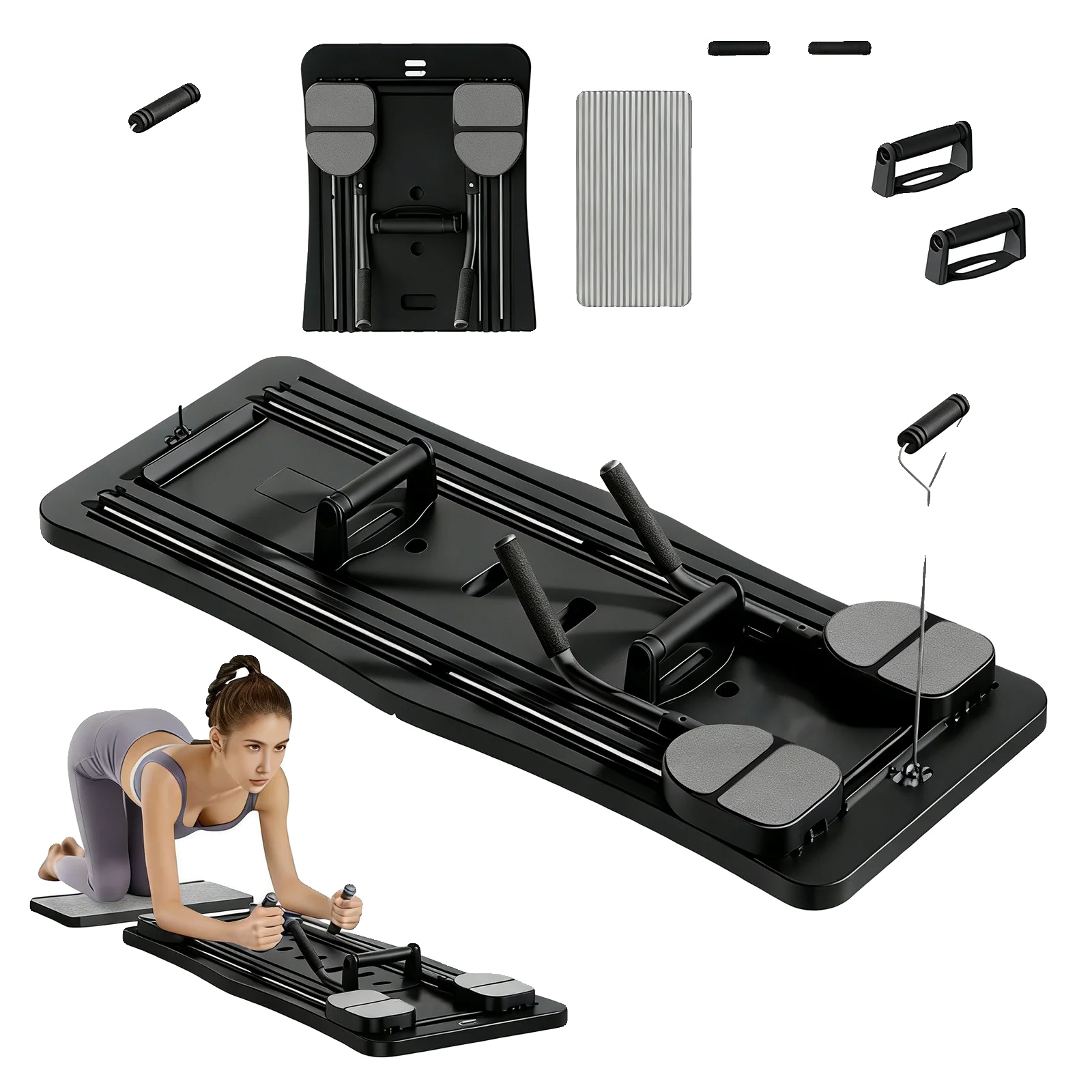 Kerntrainer, 4-in-1-funktionalität, Einschließlich Widerstandsbänder, Schwarz