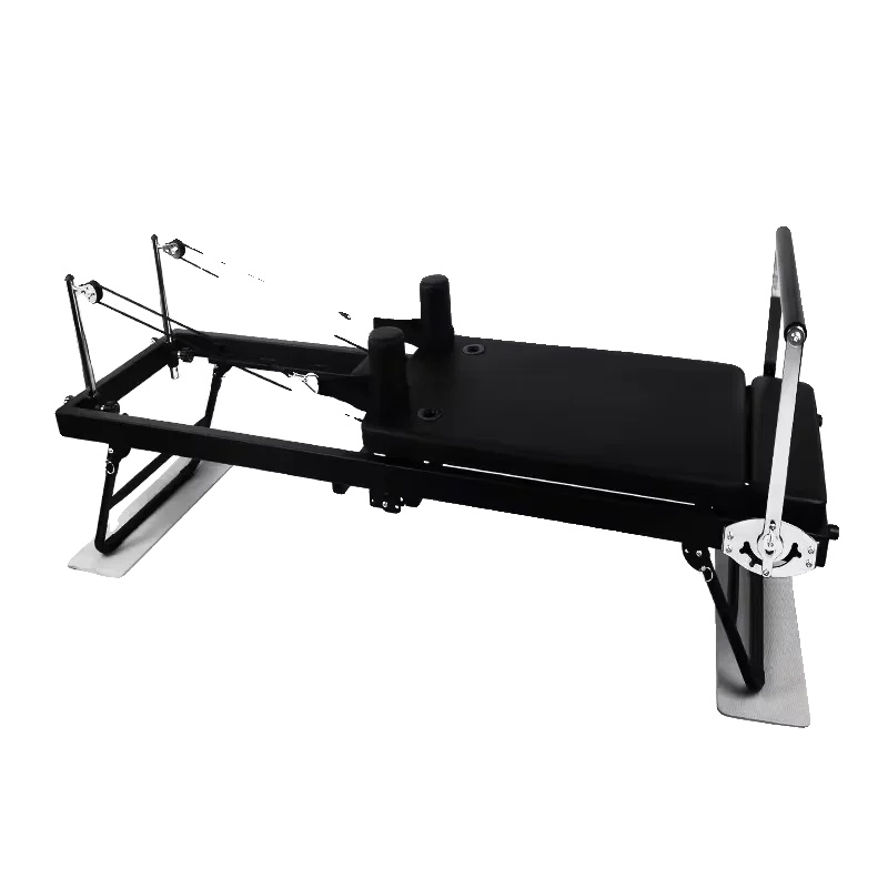 Klappbare Pilates Reformer Maschine, Verstellbarer Widerstand, Langlebiger Stahl, Schwarz
