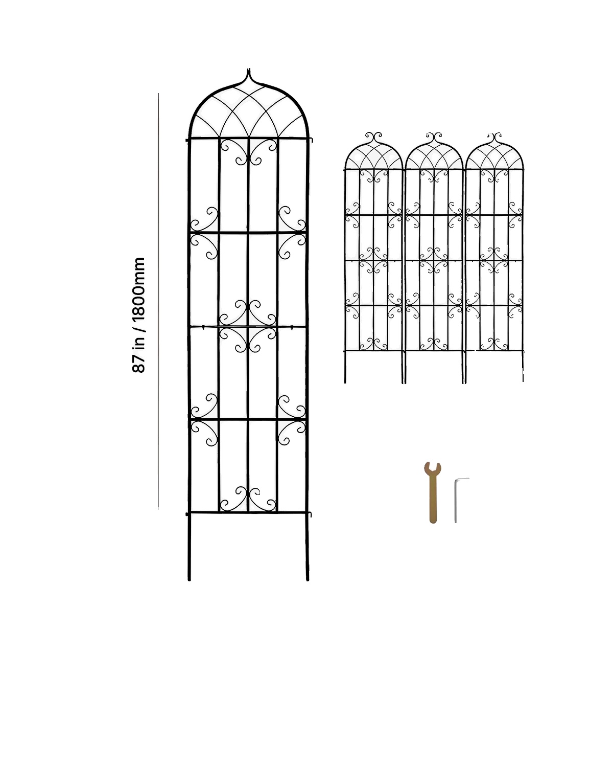 Garten-spalier, Metallkonstruktion, Vielseitige Pflanzenstütze, 4 Stück