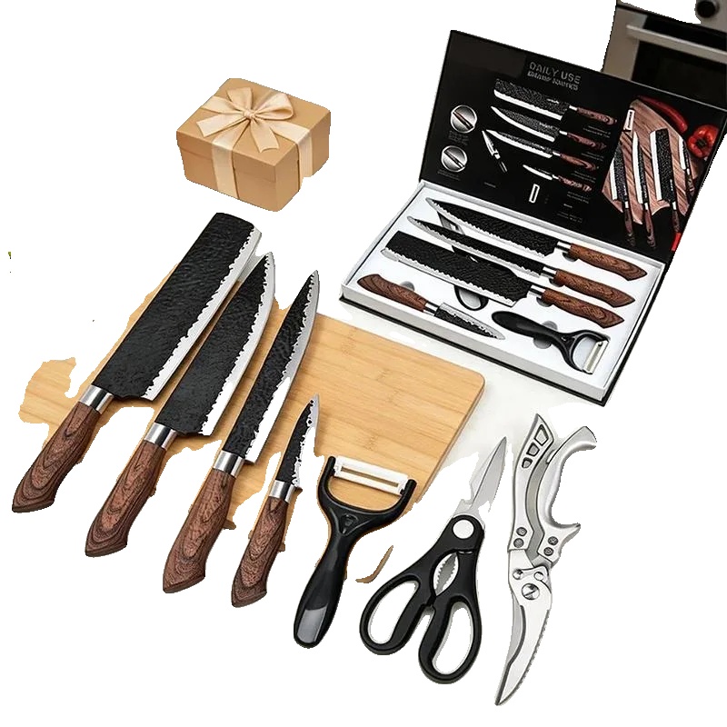 Kochmesser Set, Edelstahl, Ergonomische Griffe, 7pcs