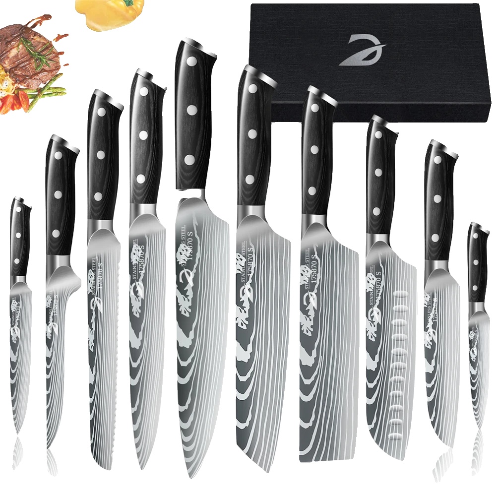 Kochmesser Set, Professionelle Qualität, Ergonomisches Design, 10pcs