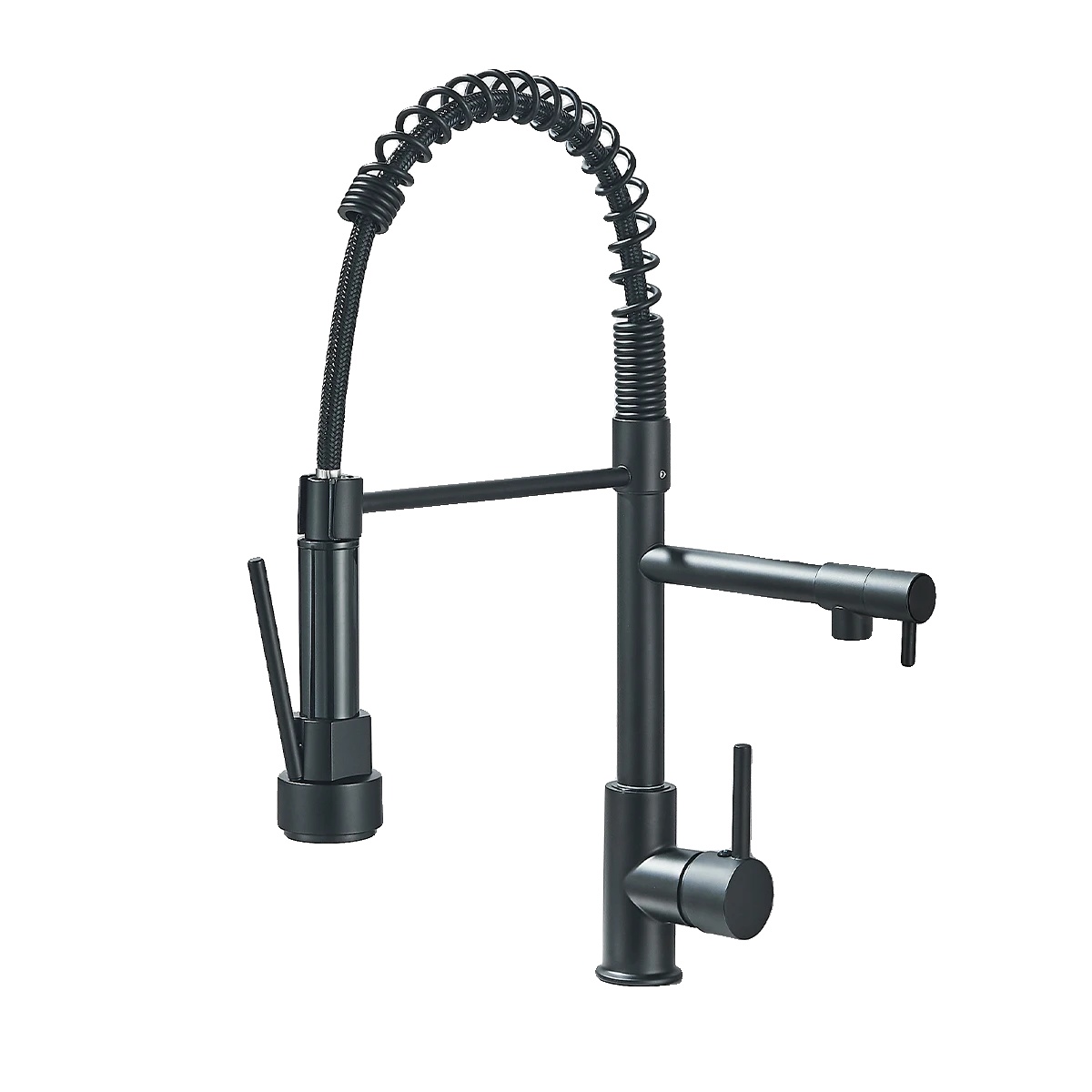 Küchenarmatur, 360° Drehung, Ausziehbarer Wasserhahn, Schwarz