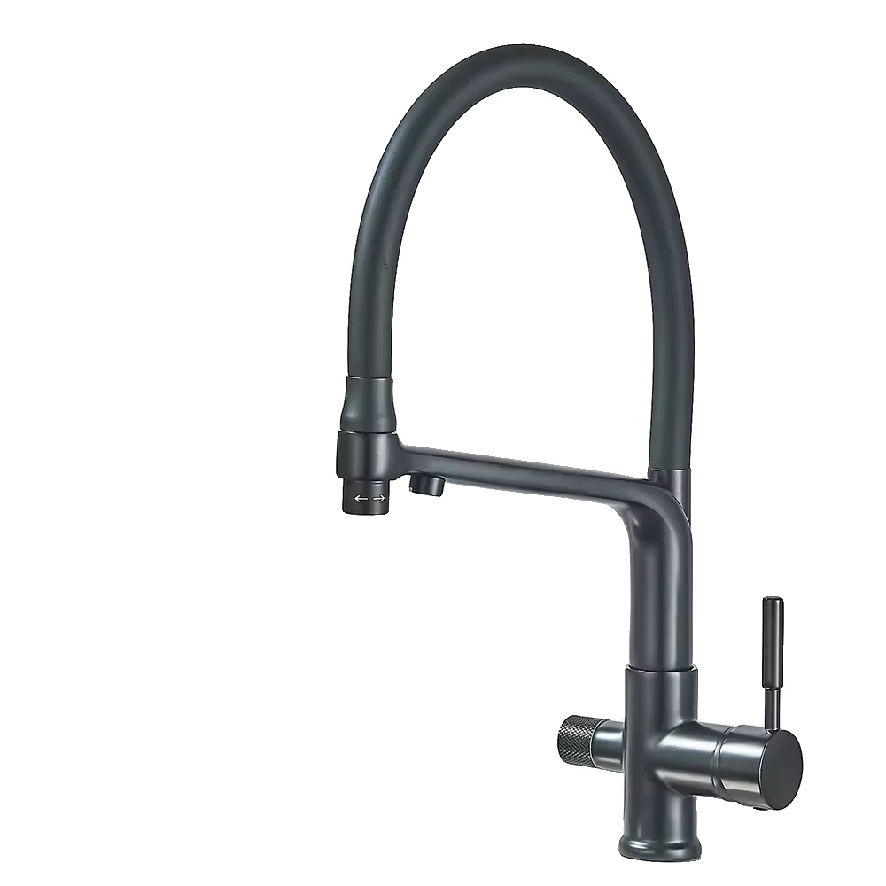 Küchenarmatur, Dual-handle, 360° Drehung, Matte Schwarz