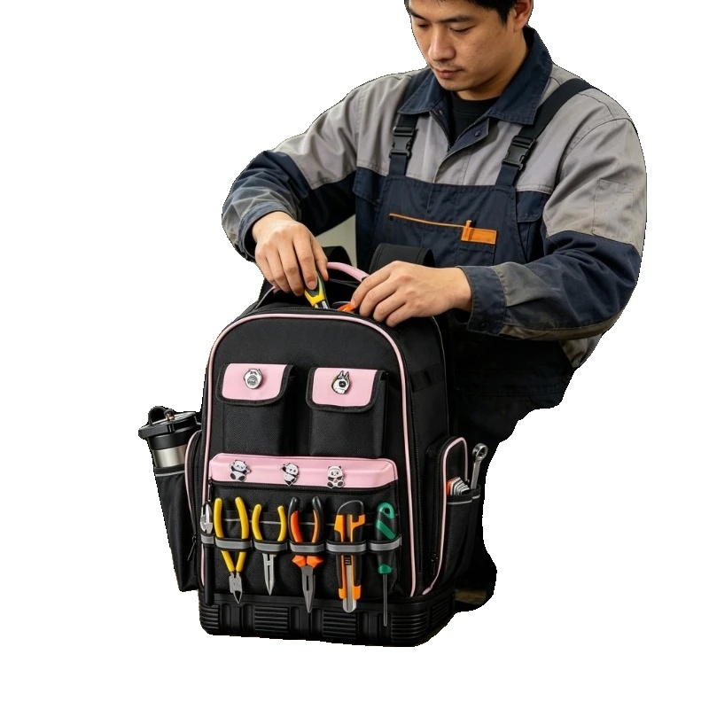 Werkzeugaufbewahrung Rucksack, Größe 33 X 20 X 49 Cm, Maximale Tragfähigkeit 31,75 Kg, 56 Werkzeugtaschen, Integriertes Computerfach, Stoßfeste Basis