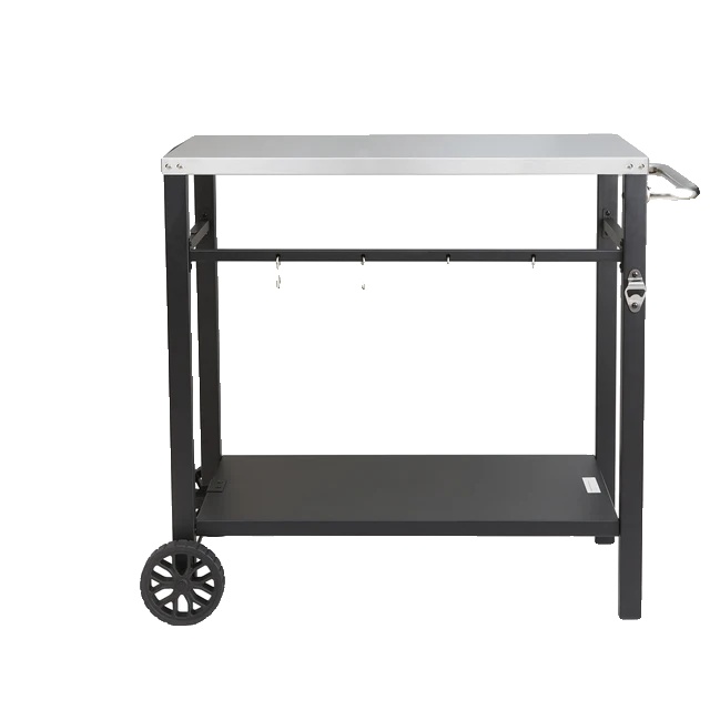 Esswagen Tisch, Doppelregal, Klappdesign, 85x55cm Stahl
