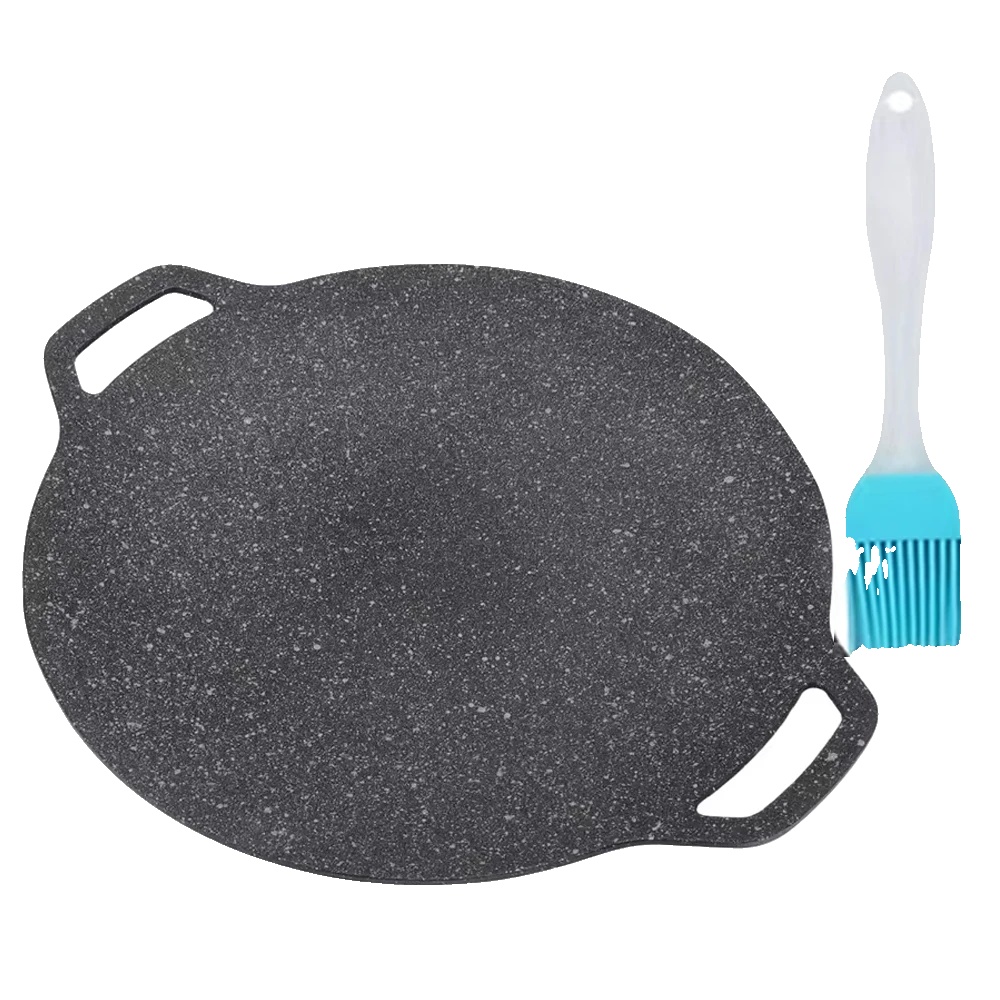 Kbbq Grillpfanne, Antihaftbeschichtung Aus Medizinischem Stein, Rundes Design, Mit Reinigungsbürste