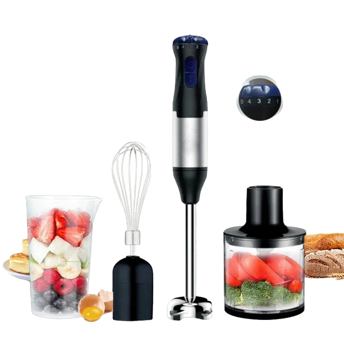 Stabmixer, 4-in-1 Funktionalität, 1000w Motor, Schwarz, 4 In 1