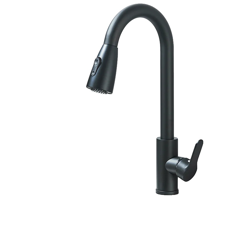 Küchenspüle Wasserhahn, Ausziehbare Sprühfunktion, 360° Drehung, Matte Schwarze Ku