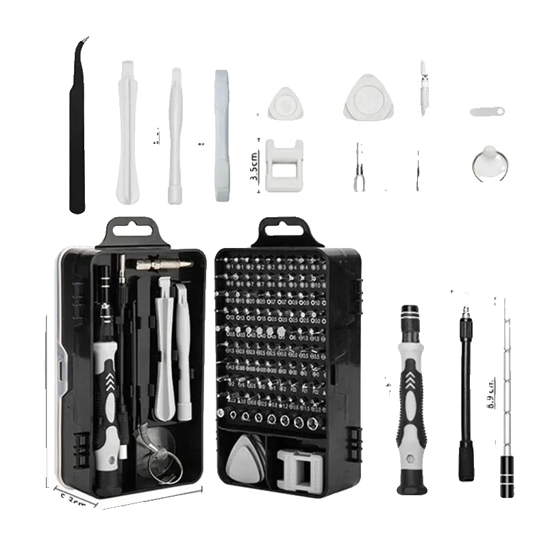 Präzisions-magnet-schraubendreher-set, 115 Multifunktionale Bits, Kompaktes Design, Schwarz