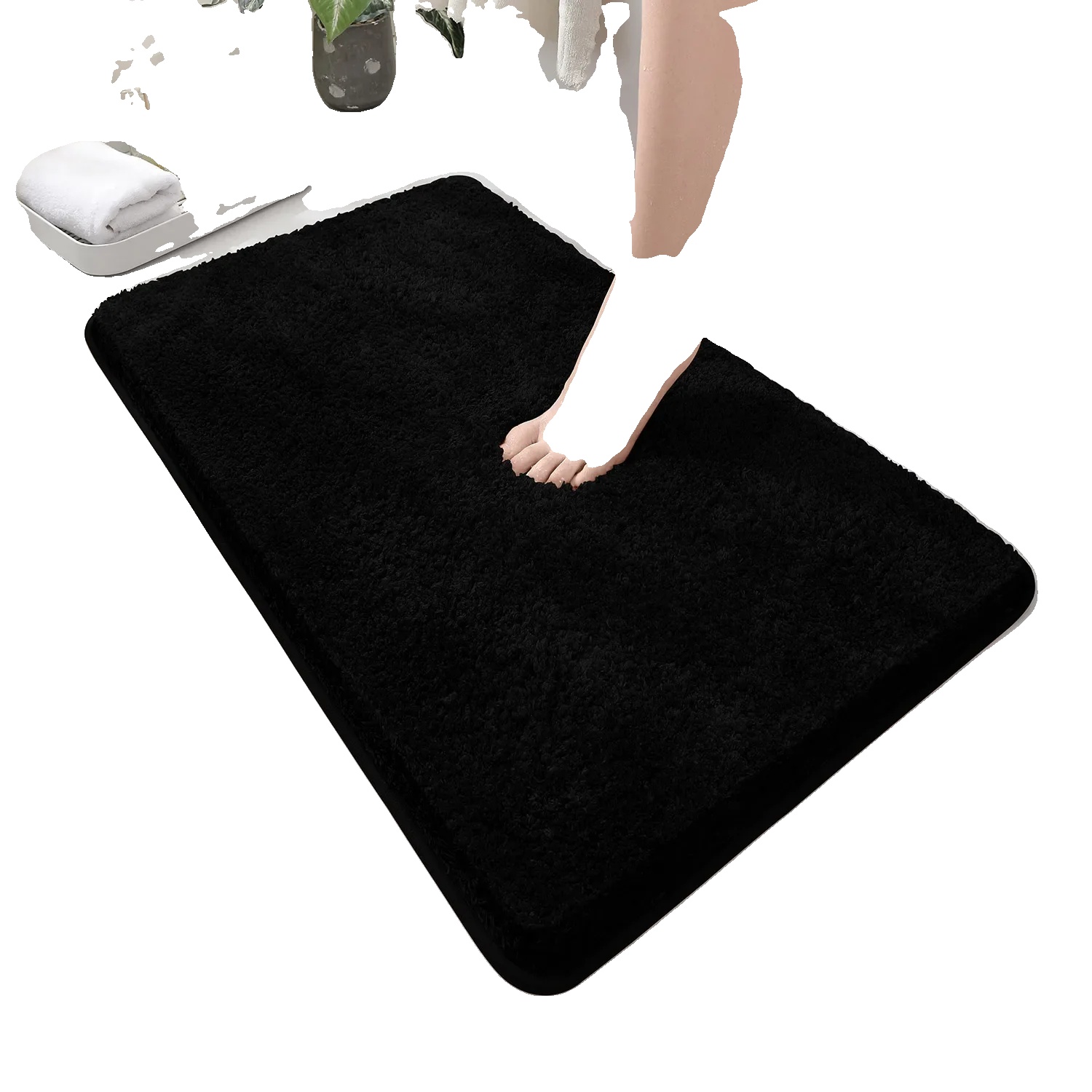 Badematte, Rutschfest, Umweltfreundlich, 50x80cm 1pc-b, Schwarz-3cm Dick