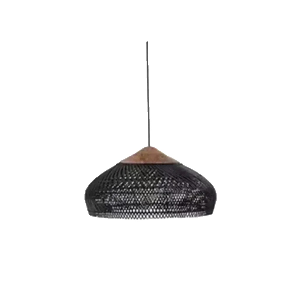 Pendelleuchte, Handgewebtes Rattan, Japandi-stil, Keine Glühbirne, Schwarz