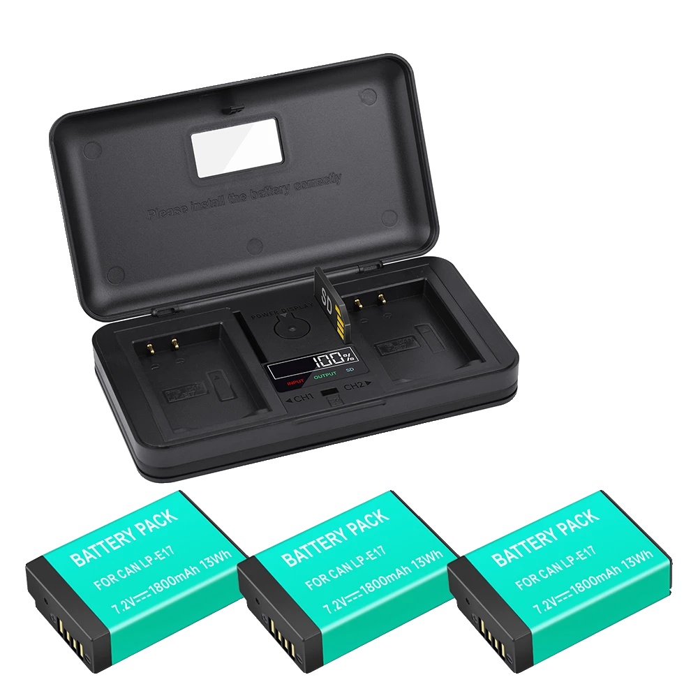 Kameraakku, 1800mah Lithium-ionen, Dual-usb-ladegerät, 1 Ladegerät 3 Batterien