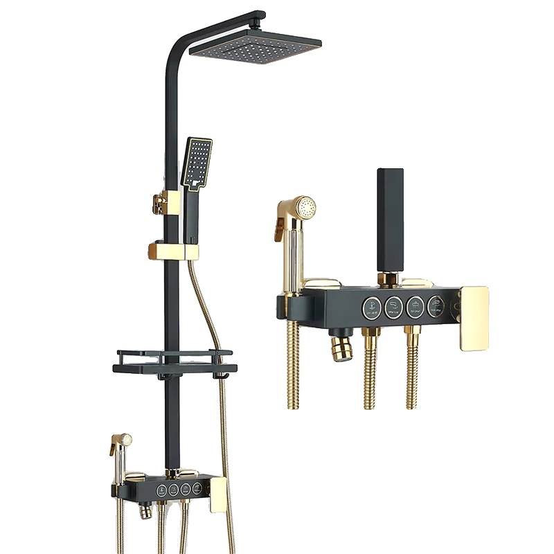 Duscharmatur, Edelstahl, Barform, Schwarzes Gold