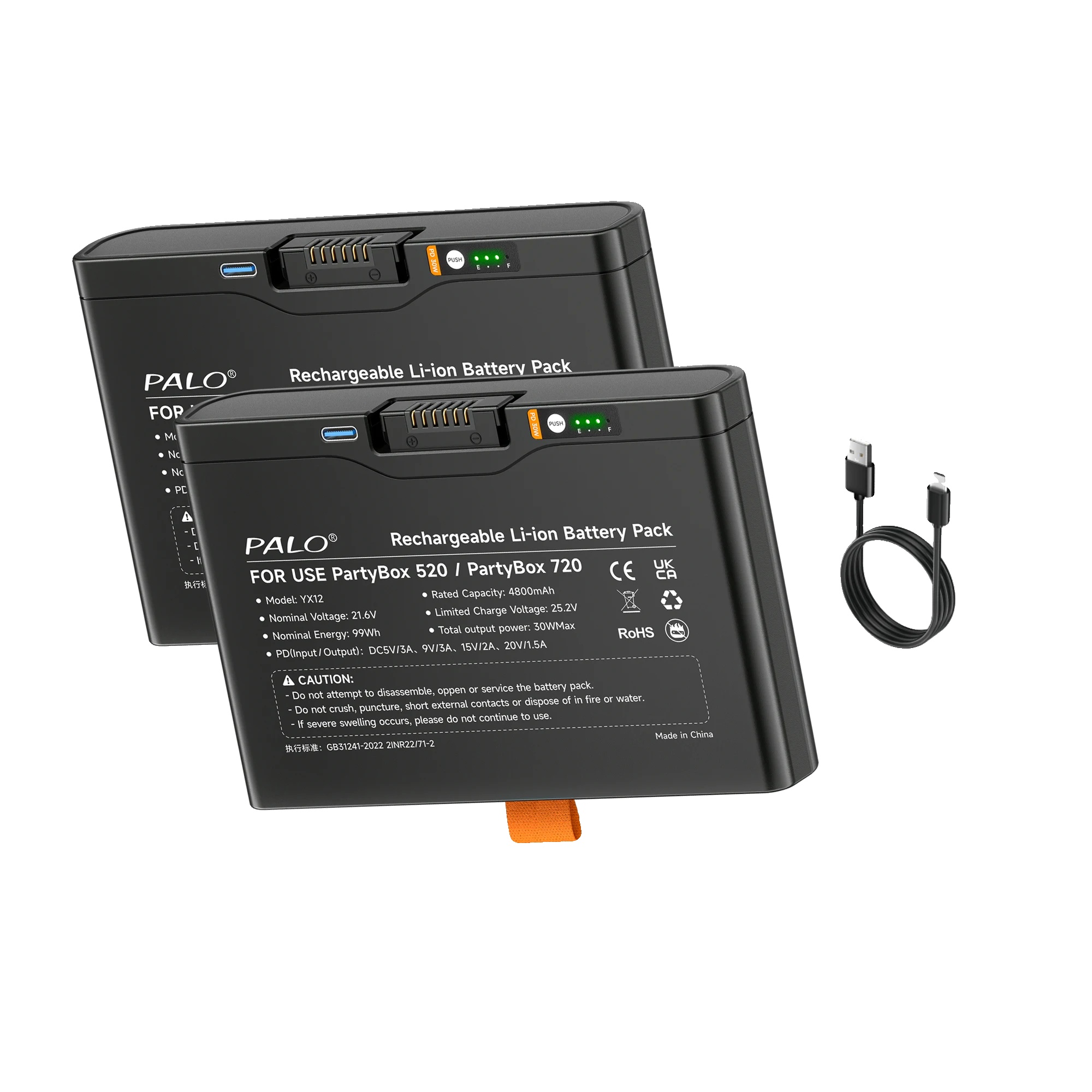 Wiederaufladbare Batterie, 4800mah Kapazität, 21,6v Spannung, 2pcs