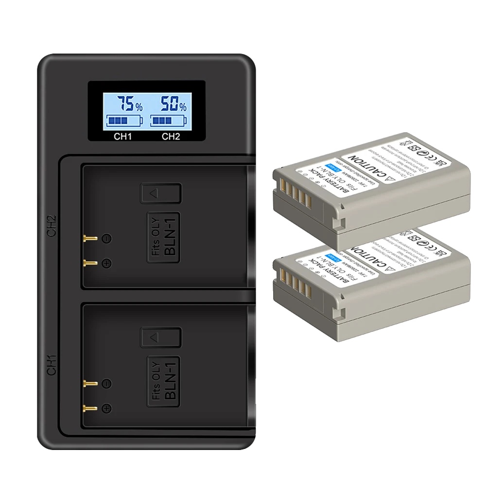 Batterie, Hochkapazität, Schnellladegerät, 1 Ladegerät 2 Batterien