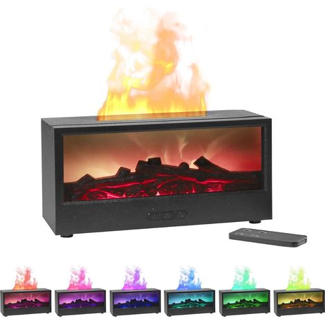 Ätherischer Öldiffusor Für Zuhause, Luftdiffusor, Flammeneffekt, Wasserdampf, Kamin, Heizung, Aromatherapie, Raumduft, Automatische Abschaltung, Schwarz (mit Fernbedienung)