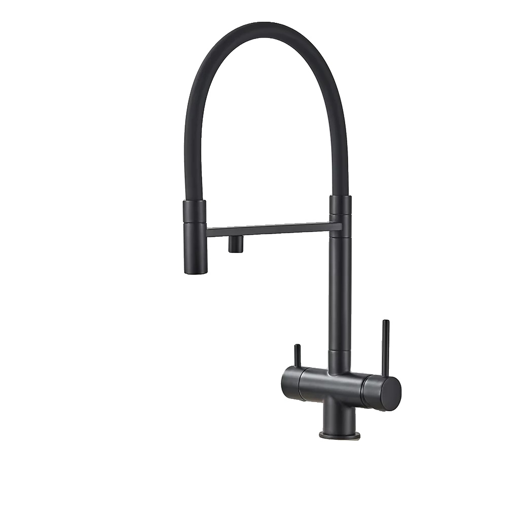 Küchenarmatur, Dual-handle, Ausziehbarer Auslauf, Mattschwarz
