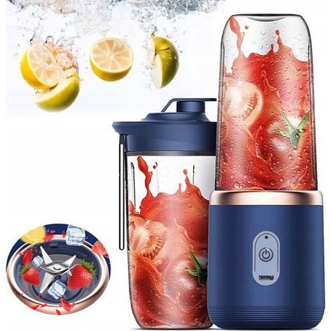 Mini-entsafter – Kabelloser Mixer – 1500-mah-akku, Usb-c-ladeanschluss – 22.000 U/min, 6 Klingen – Saft- Und Eiswürfelfunktion – Ideal Für Zuhause, Büro Und Reisen