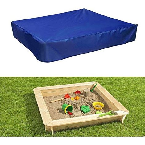 Wasserdichte Sandkastenabdeckung Aus 190t-gewebe – Quadratische Abdeckung Für Kindersandkästen – Integrierter Sonnenschutz Für Gartenteiche – Dunkelblau – 180 X 180 X 20 Cm