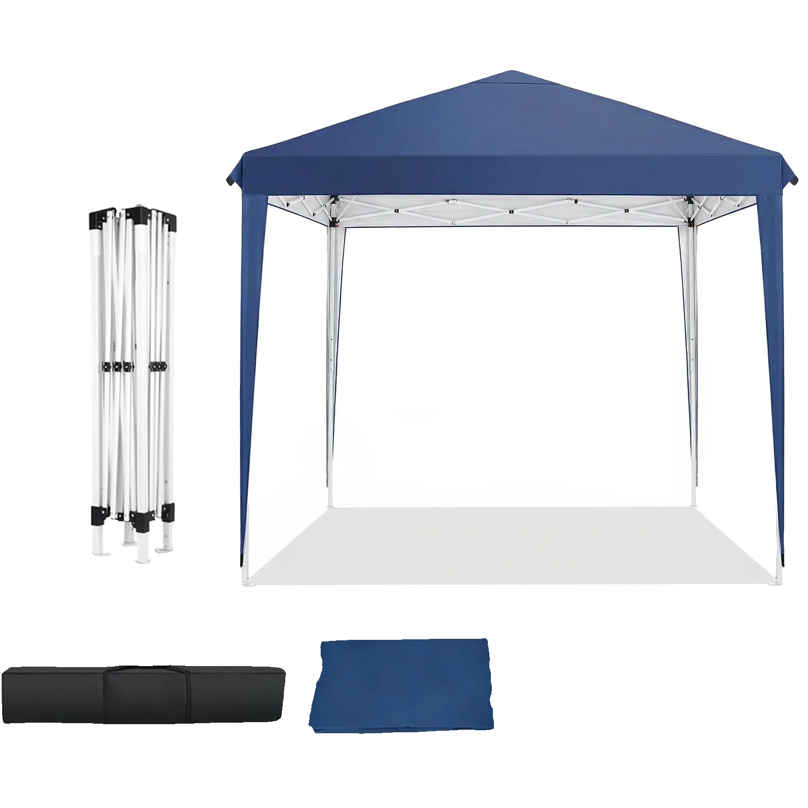 Pavillon, Höhenverstellbar, Uv-schutzbeschichtetes Dach, Dunkelblau-3x3meter