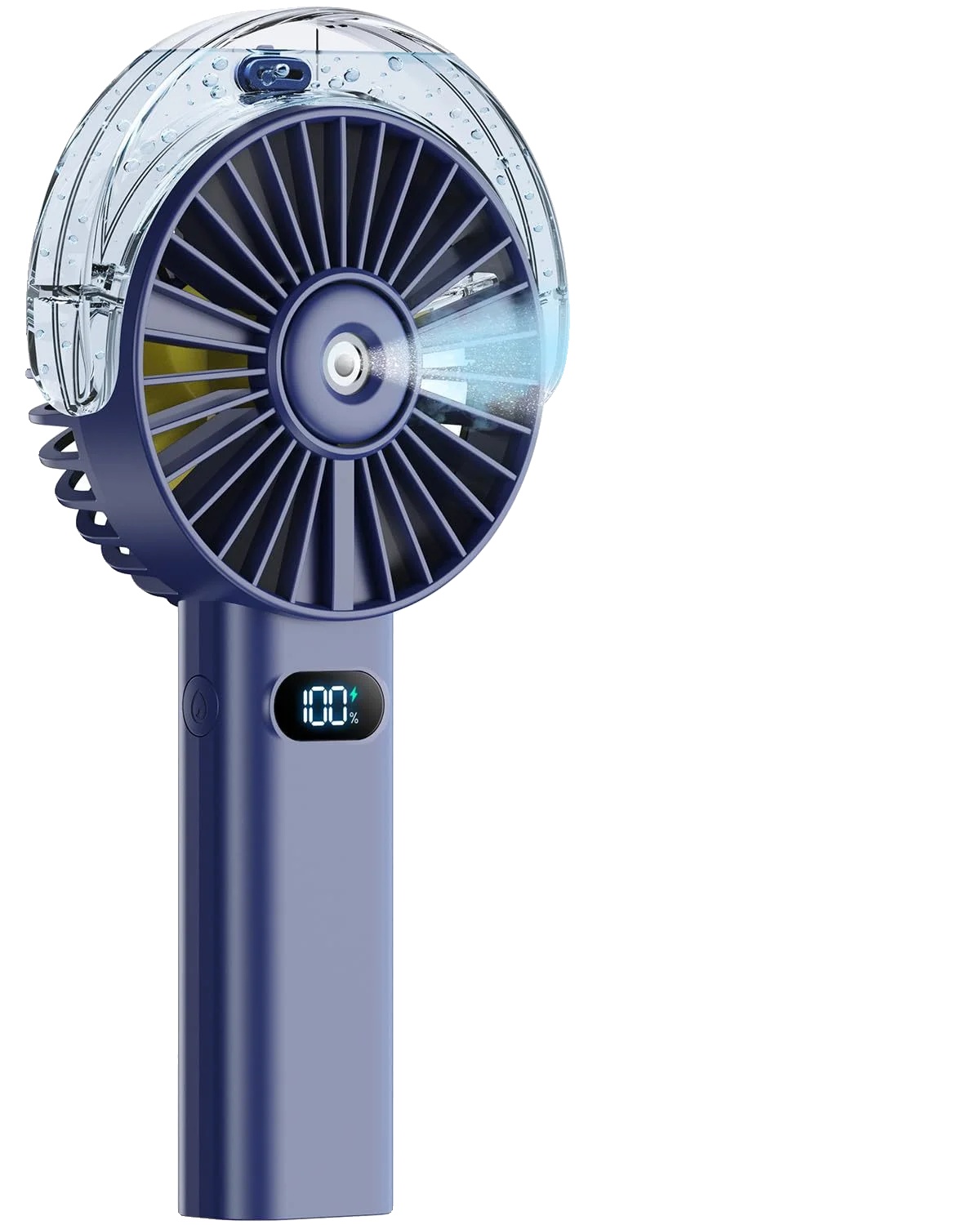 Handheld Mini Ventilator, Hochgeschwindigkeitskühlung, Wiederaufladbare Nebelfunktion, Dunkelblau