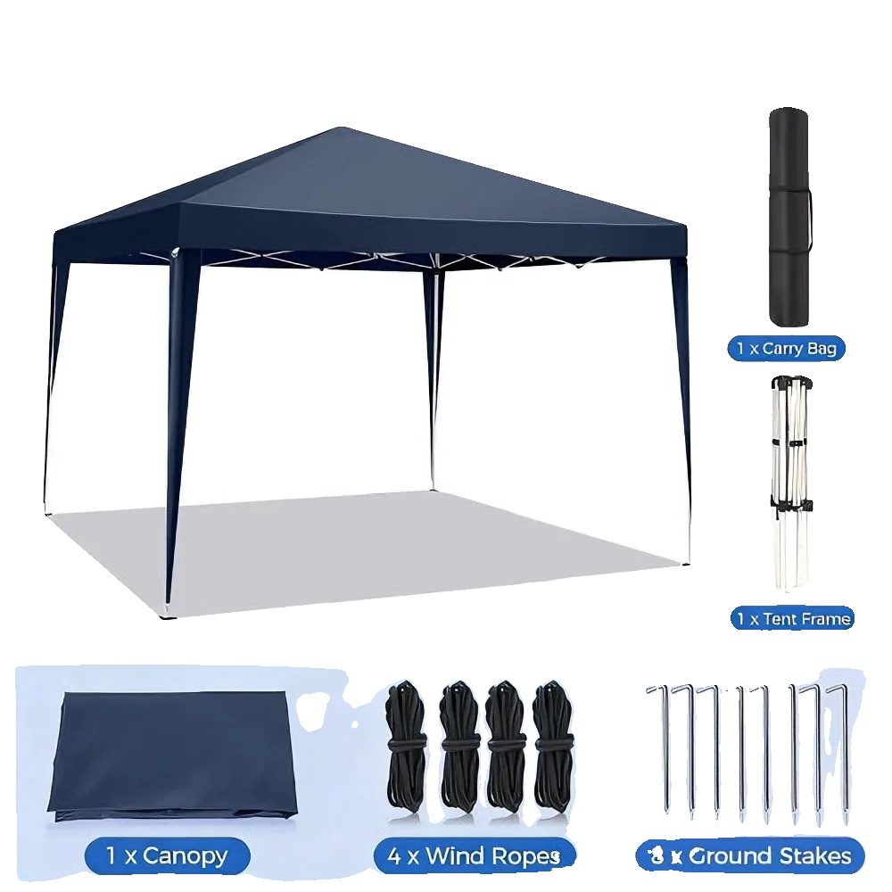 Pavillon, Tragbar, Einfache Montage, Dunkelblau-3x3meter