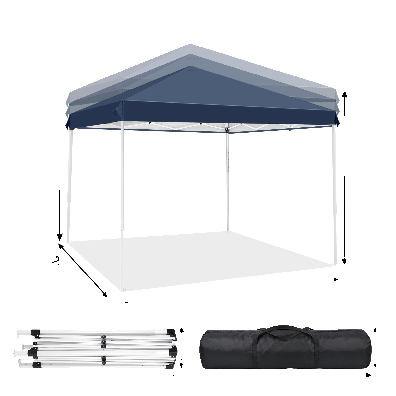 Outdoor-pavillon, Höhenverstellbar, Schutz Vor Sonne Und Regen, 2m Dunkelblau