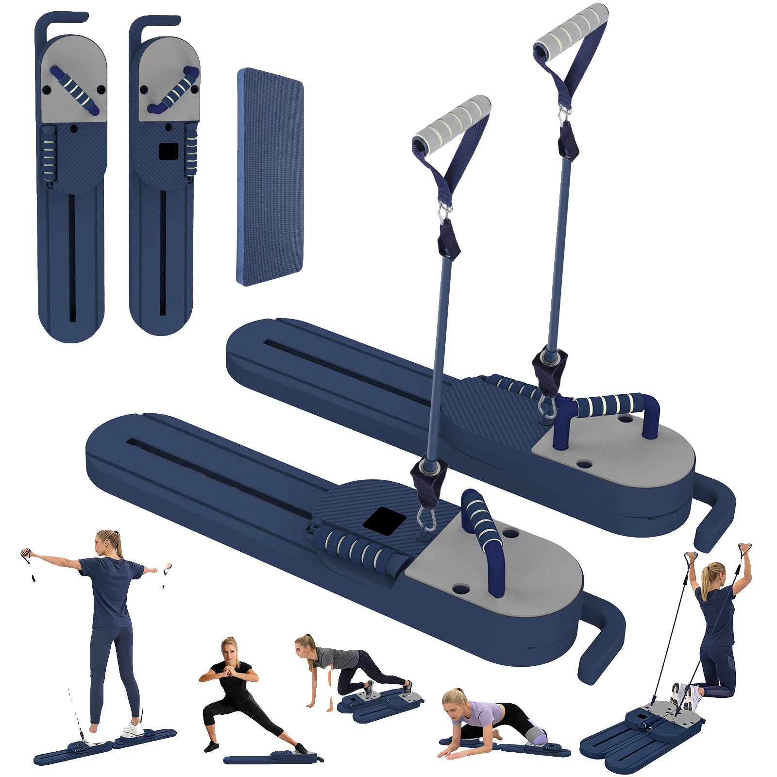 Pilates-fitnessgerät, Abnehmbares Design, Multifunktionale Zubehör, Tief Blau